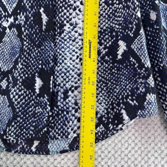 Diane von Furstenberg Top Womens 6 Black Snake Print Silk Hidden Button Front - Picture 11 of 15